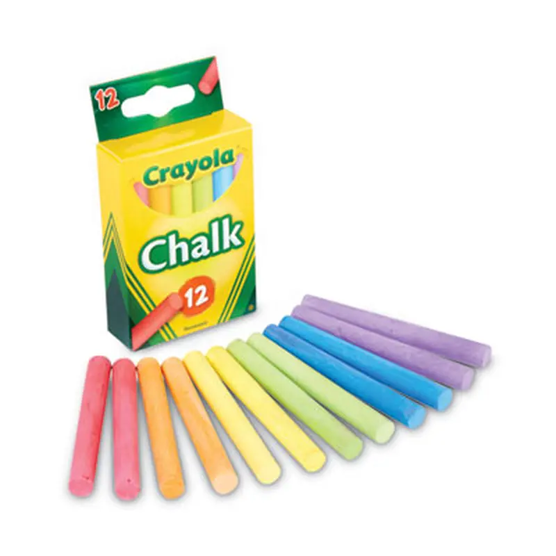 Chalk, 3" x 0.38" Diameter, 6 Assorted Colors, 12 Sticks/Box - Art Chalk | Crayola