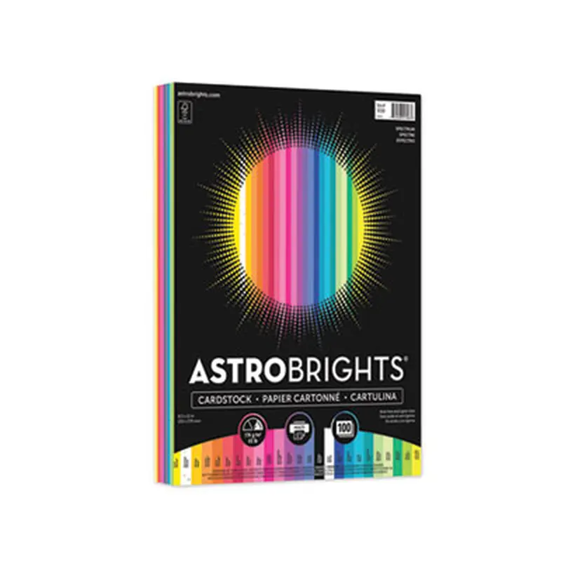Color Cardstock, 65 lb Cover Weight, 8.5 x 11, Assorted Colors, 100/Pack - Art & Design Paper | Astrobrights
