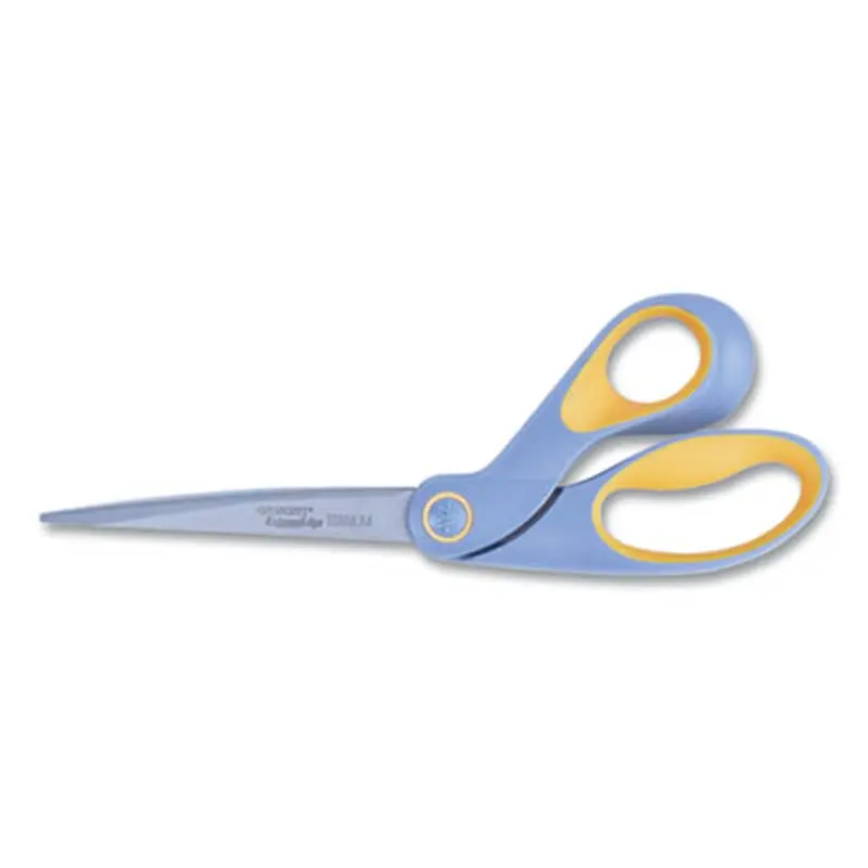 ExtremEdge Titanium Bent Scissors, 9" Long, 4.5" Cut Length, Offset Gray/Yellow Handle - Scissors | Westcott