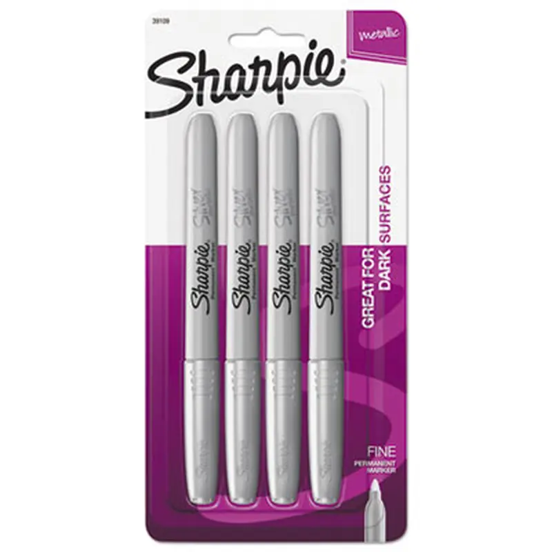 Metallic Fine Point Permanent Markers, Fine Bullet Tip, Metallic Silver, 4/Pack - Markers | Sharpie