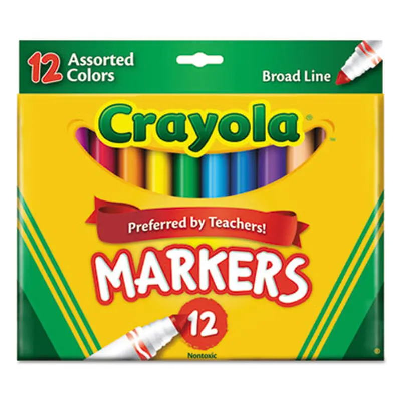 Non-Washable Marker, Broad Bullet Tip, Assorted Classic Colors, Dozen - Markers | Crayola