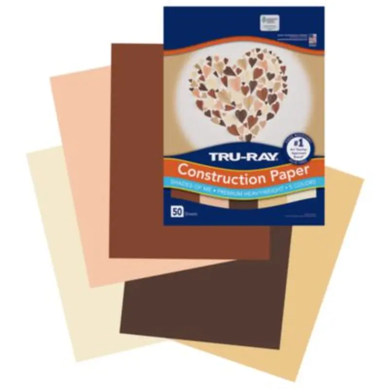 Tru-Ray Construction Paper, 70 lb Text Weight, 9 x 12, Assorted Skin Tone Colors, 50/Pack - Art & Design Paper | Pacon