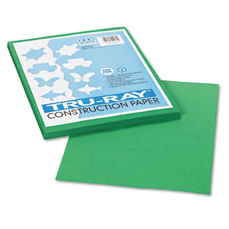 Tru-Ray Construction Paper, 76 lb Text Weight, 9 x 12, Holiday Green, 50/Pack - Art & Design Paper | Pacon