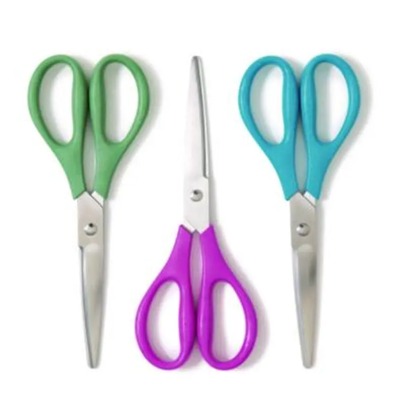 U-Eco Scissors, 9.45" Long, 3" Cut Length, Straight Assorted Color Handles, 3/Pack - Scissors | U Brands