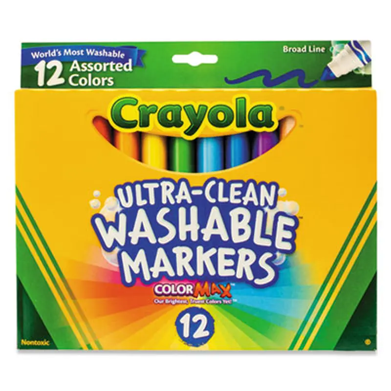 Ultra-Clean Washable Markers, Broad Bullet Tip, Assorted Colors, Dozen - Markers | Crayola