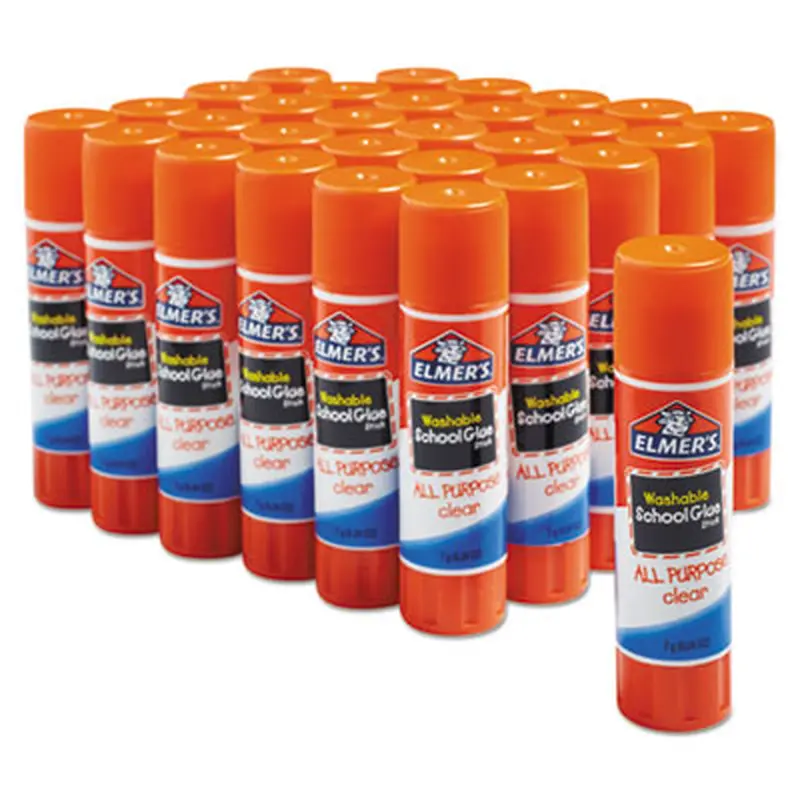 Washable School Glue Sticks, 0.77 oz, Applies White snd Dries Clear, 30/Box - Glue | Elmer's