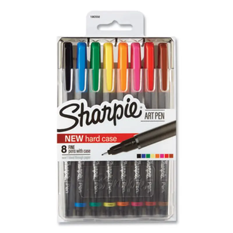 Art Pen Porous Point Pen, Stick, Fine 0.4 mm, Assorted Ink and Barrel Colors, 8/Pack - Pens | Sharpie