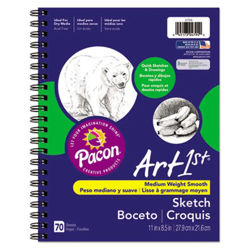 Art1st Sketch Diary, 60 lb Text Paper Stock, Blue Cover, (70) 11 x 8.5 Sheets - Lab & Design Notebooks | Pacon