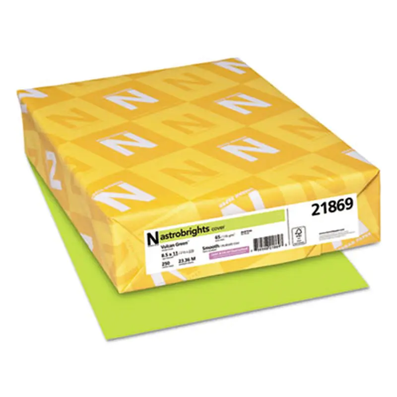 Color Cardstock, 65 lb Cover Weight, 8.5 x 11, Vulcan Green, 250/Pack - Art & Design Paper | Astrobrights