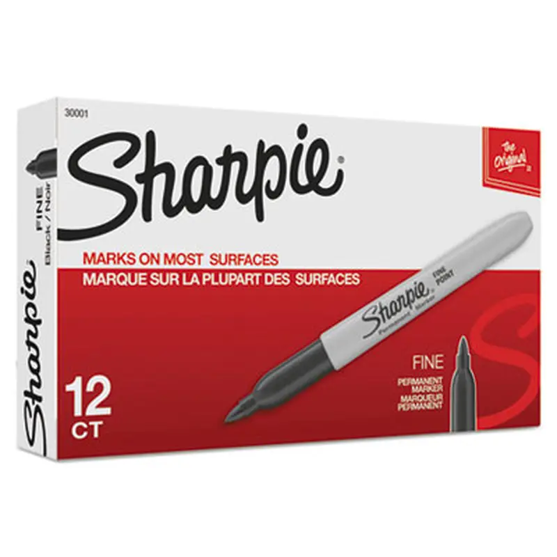 Fine Tip Permanent Marker, Fine Bullet Tip, Black, Dozen - Markers | Sharpie