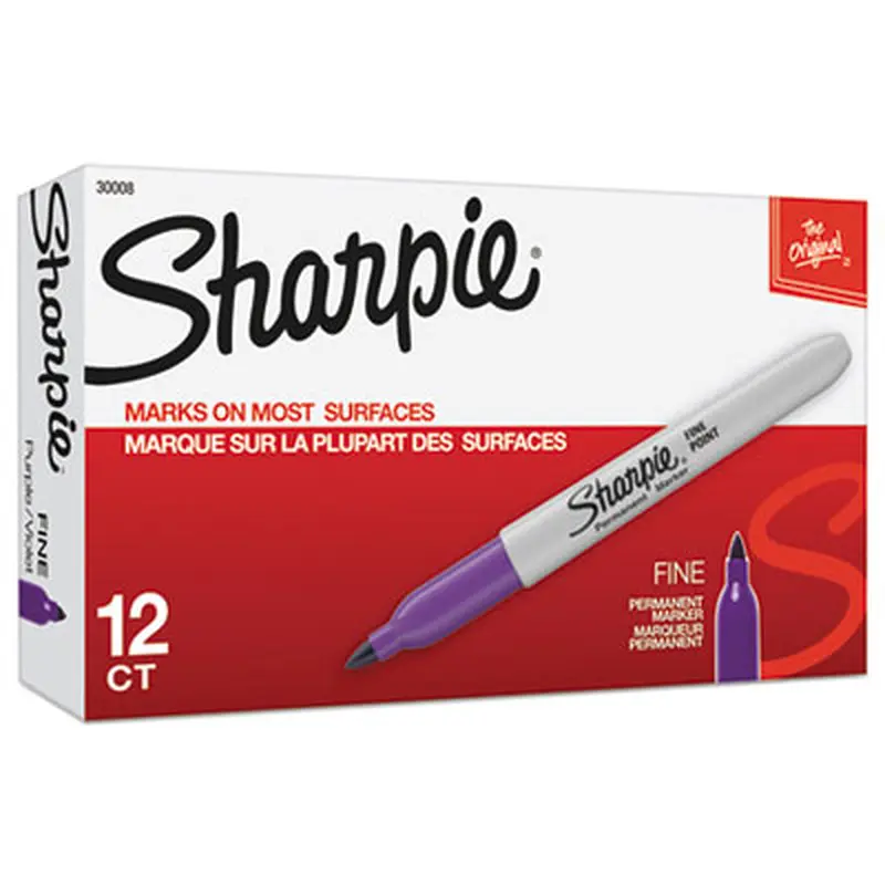 Fine Tip Permanent Marker, Fine Bullet Tip, Purple, Dozen - Markers | Sharpie