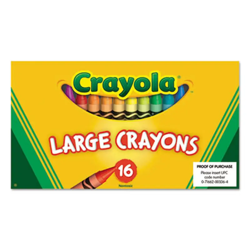 Large Crayons, Tuck Box Packaging, Large Size, 0.44" x 4", 16 Assorted Colors, 16/Pack - Crayons | Crayola