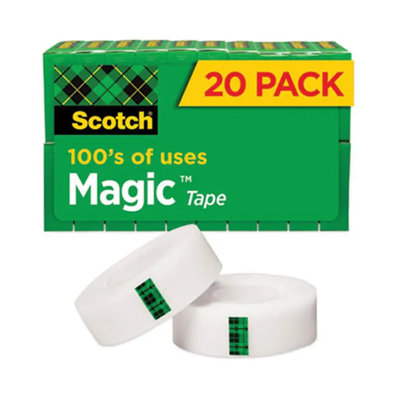 Magic Tape Value Pack, 1" Core, 0.75" x 83.33 ft, Clear, 20/Pack - Tape | Scotch