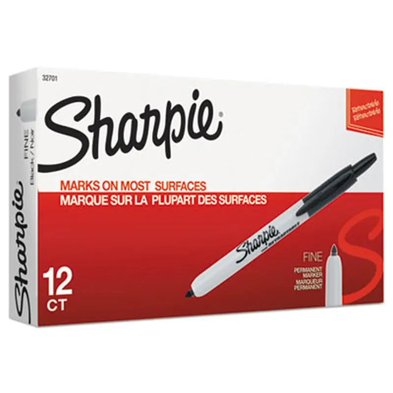Retractable Permanent Marker, Fine Bullet Tip, Black - Markers | Sharpie