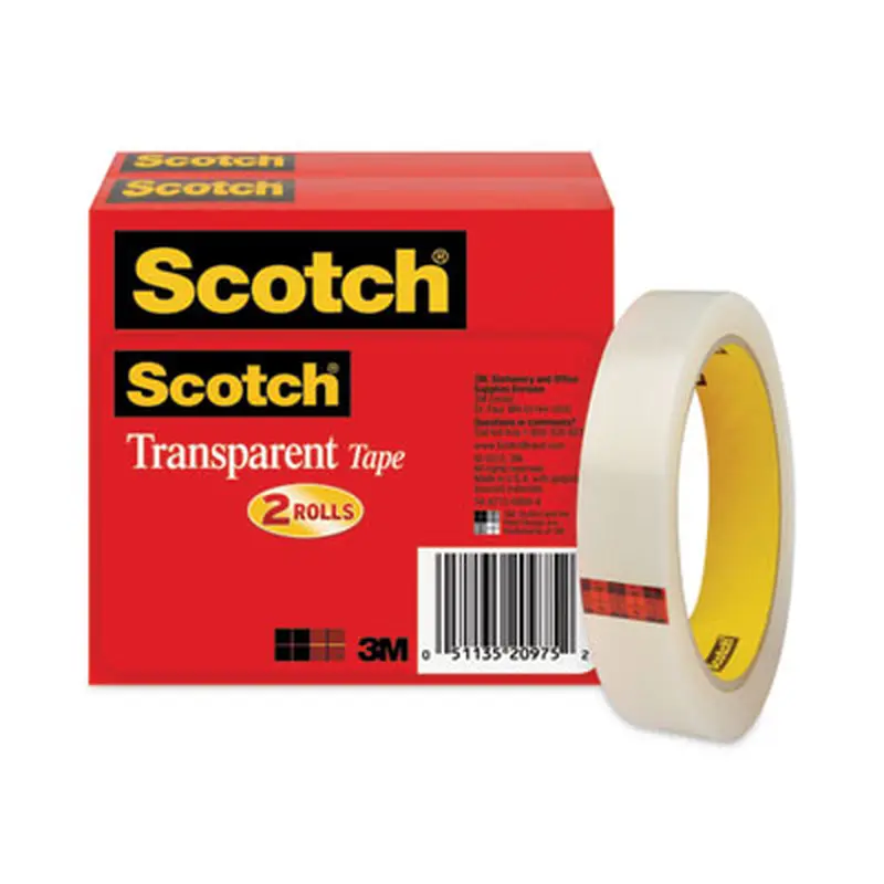 Transparent Tape, 3" Core, 0.75" x 72 yds, Transparent, 2/Pack - Tape | Scotch