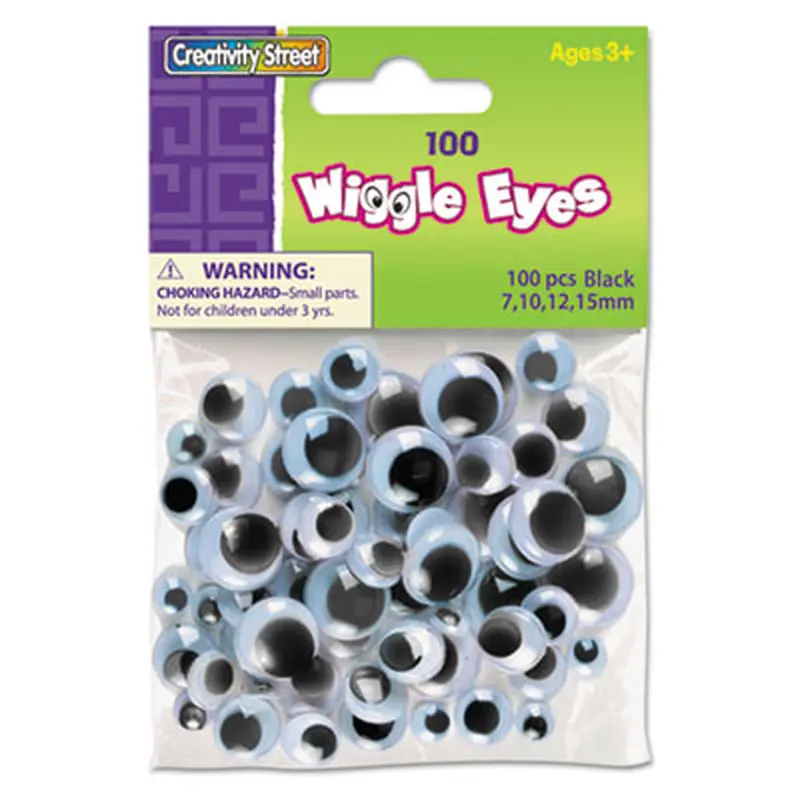 Wiggle Eyes Assortment, Assorted Sizes, Black, 100/Pack - Crafting Embellishments | Creativity Street