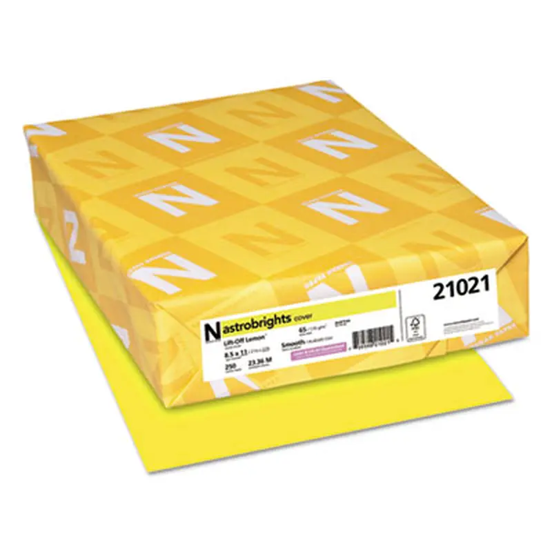 Color Cardstock, 65 lb Cover Weight, 8.5 x 11, Lift-Off Lemon, 250/Pack - Art & Design Paper | Astrobrights