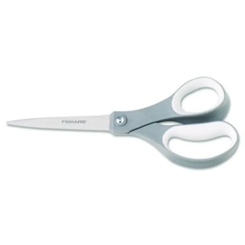 Contoured Performance Scissors, 8" Long, 3.13" Cut Length, Straight Gray Softgrip Handle - Scissors | Fiskars