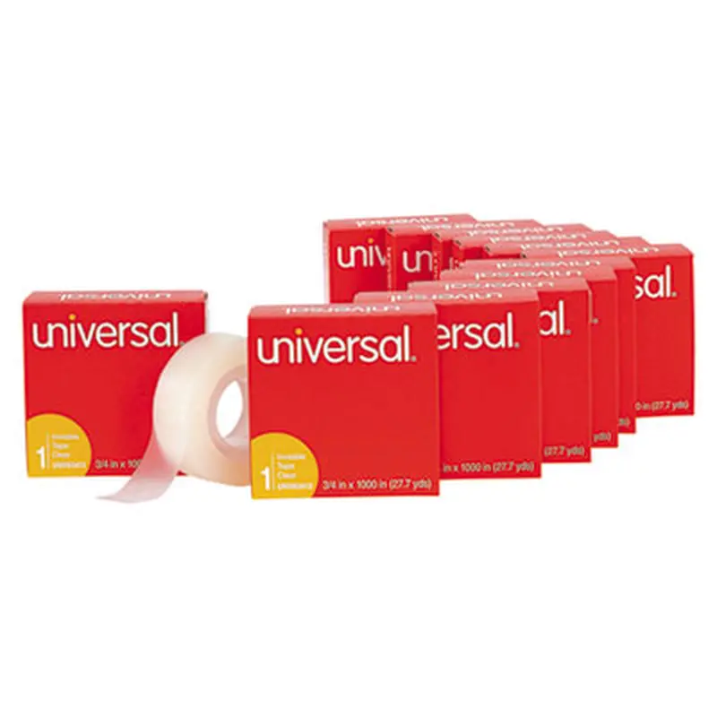 Invisible Tape, 1" Core, 0.75" x 83.33 ft, Clear, 12/Pack - Tape | Universal