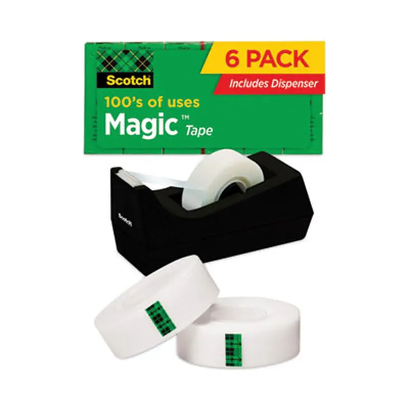 Magic Tape Desktop Dispenser Value Pack, 1" Core, 0.75" x 83.33 ft, Clear, 6/Pack - Tape | Scotch
