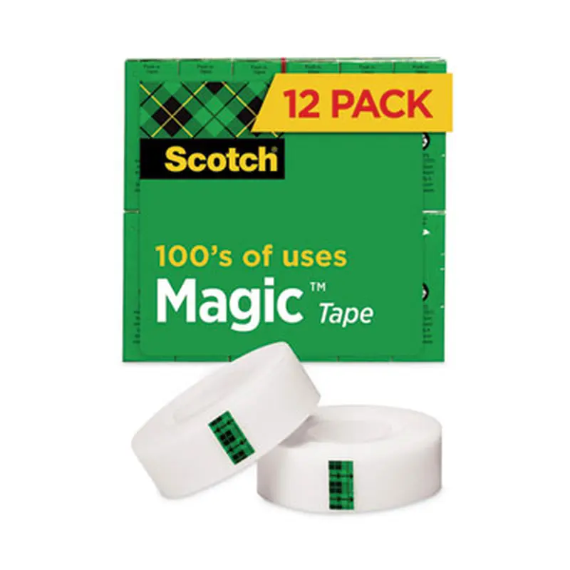 Magic Tape Value Pack, 1" Core, 0.75" x 83.33 ft, Clear, 12/Pack - Tape | Scotch