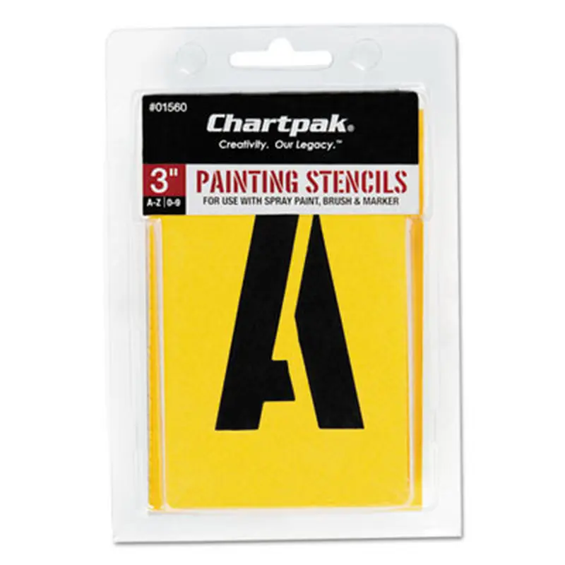 Professionial Lettering Stencils, Painting Stencil Set, A-Z Set/0-9, 3", Manila, 35/Set - Stencils & Templates | Chartpak