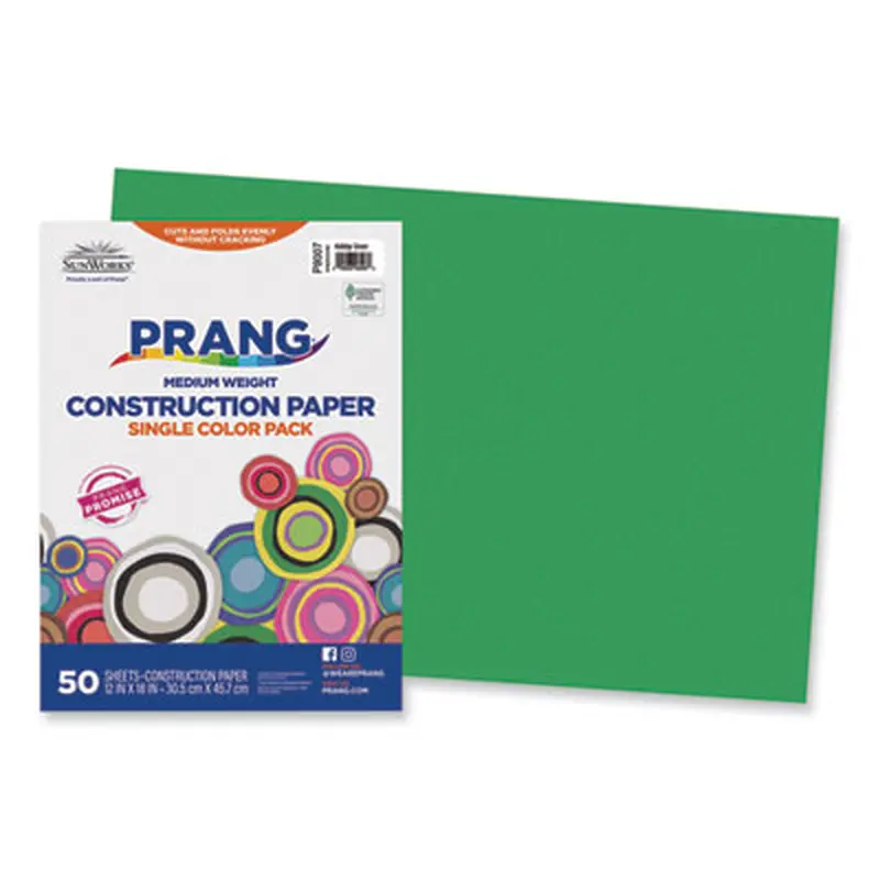 SunWorks Construction Paper, 50 lb Text Weight, 12 x 18, Holiday Green, 50/Pack - Art & Design Paper | Prang