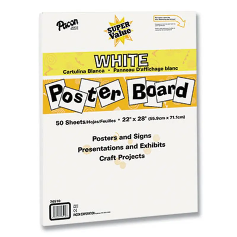 Super Value Posterboard, 22 x 28, White, 50/Carton - Art Boards & Construction Paper | Pacon