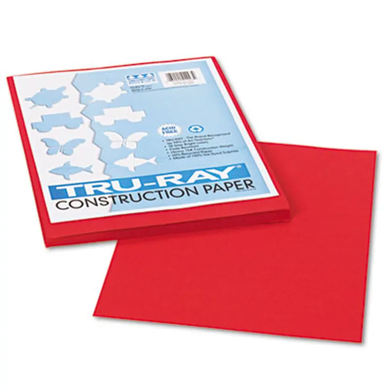 Tru-Ray Construction Paper, 76 lb Text Weight, 9 x 12, Holiday Red, 50/Pack - Art & Design Paper | Pacon