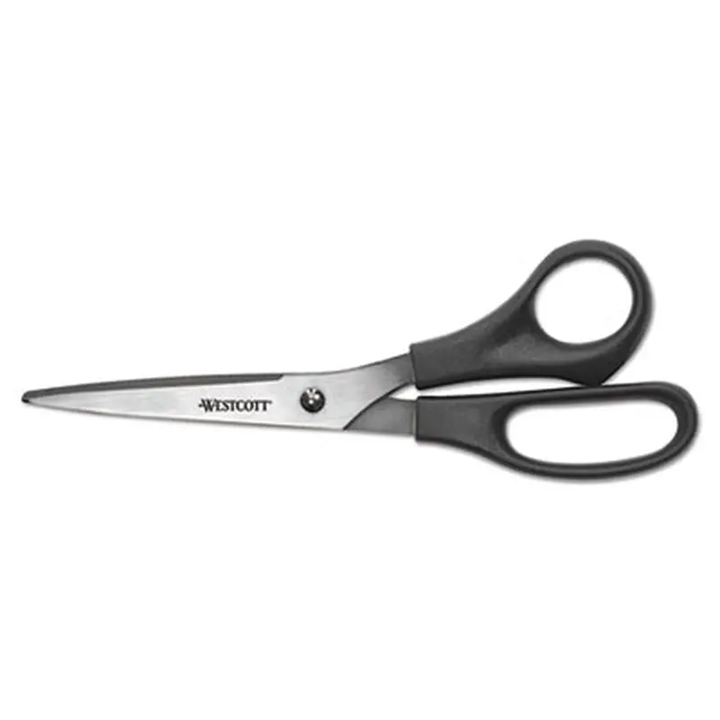 All Purpose Stainless Steel Scissors, 8" Long, 3.5" Cut Length, Offset Black Handle, 3/Pack - Scissors | Westcott
