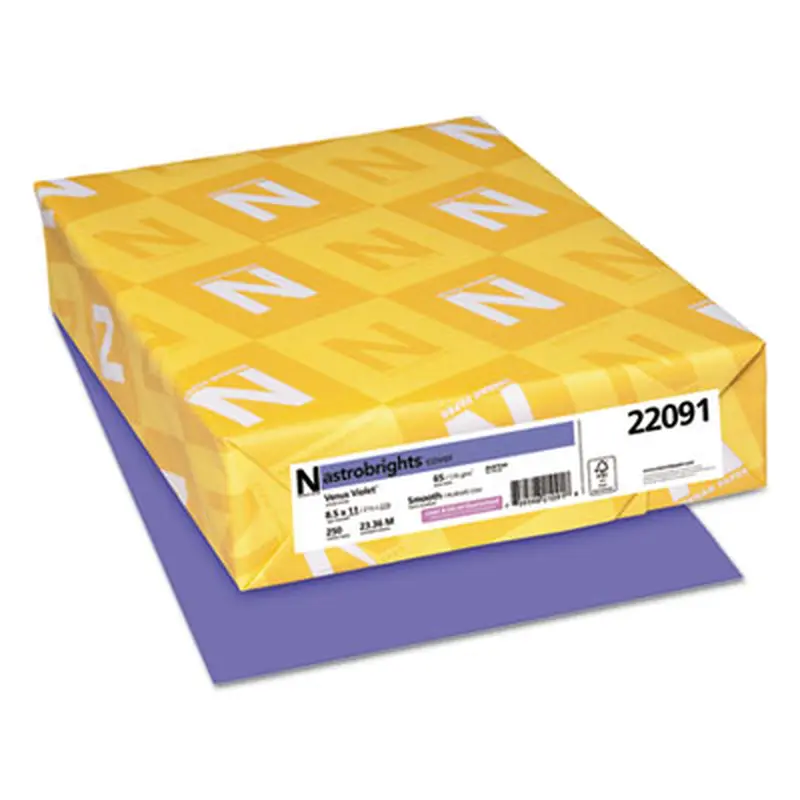 Color Cardstock, 65 lb Cover Weight, 8.5 x 11, Venus Violet, 250/Pack - Art & Design Paper | Astrobrights