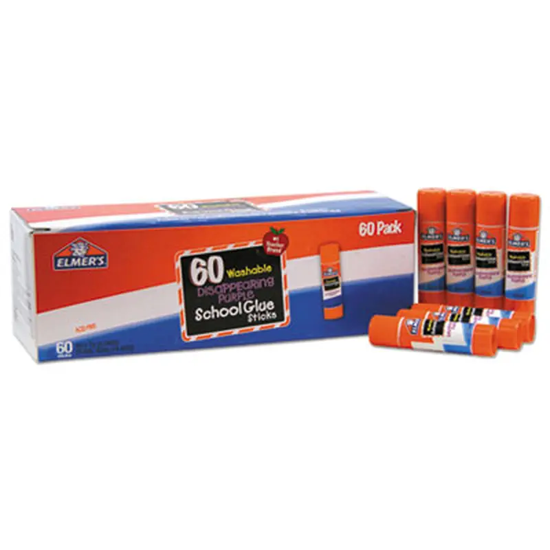 Disappearing Purple All Purpose Glue Sticks, 0.24 oz, Dries Clear, 60/Box - Glue | Elmer's