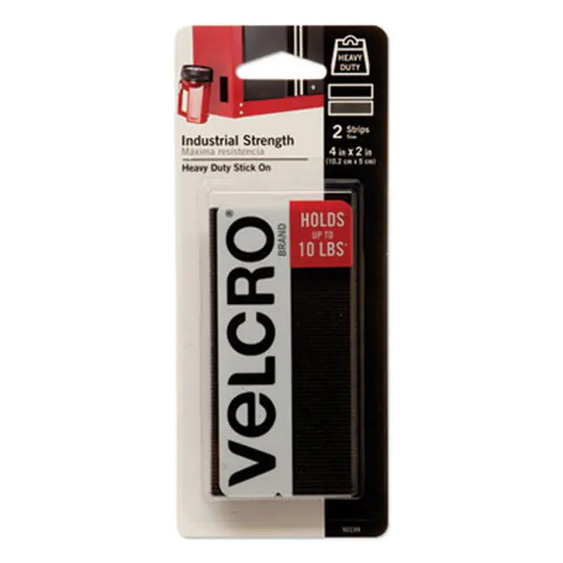 Industrial-Strength Heavy-Duty Fasteners, 2" x 4", Black, 2/Pack - Hook & Loop Fasteners | VELCRO Brand