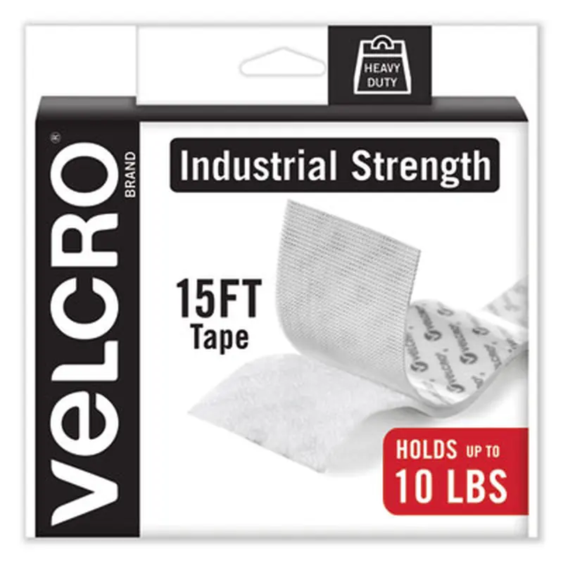 Industrial-Strength Heavy-Duty Fasteners with Dispenser Box, 2" x 15 ft, White - Hook & Loop Fasteners | VELCRO Brand