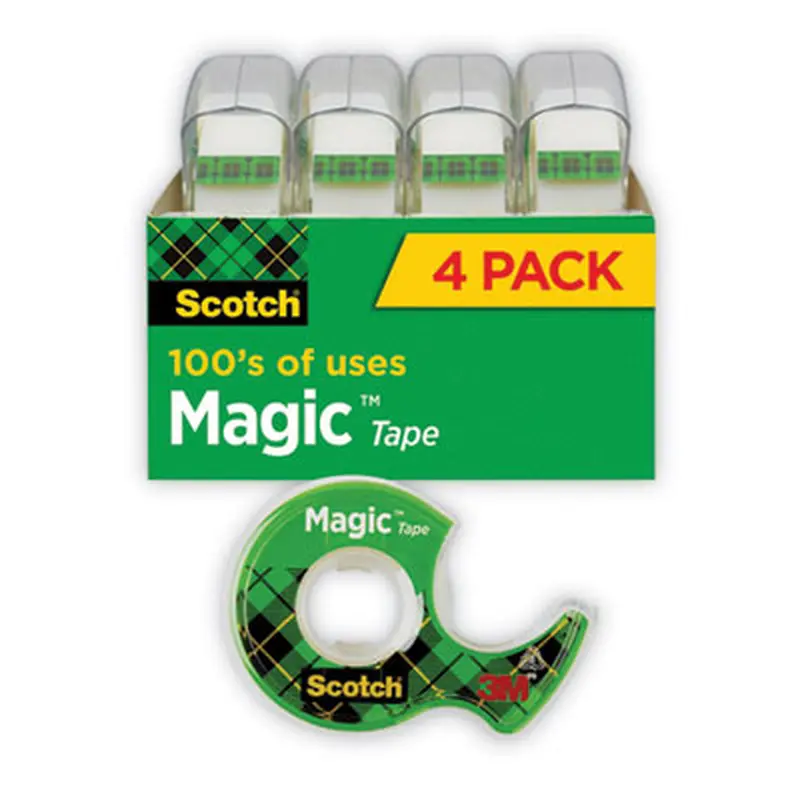 Magic Tape in Handheld Dispenser, 1" Core, 0.75" x 25 ft, Clear, 4/Pack - Tape | Scotch