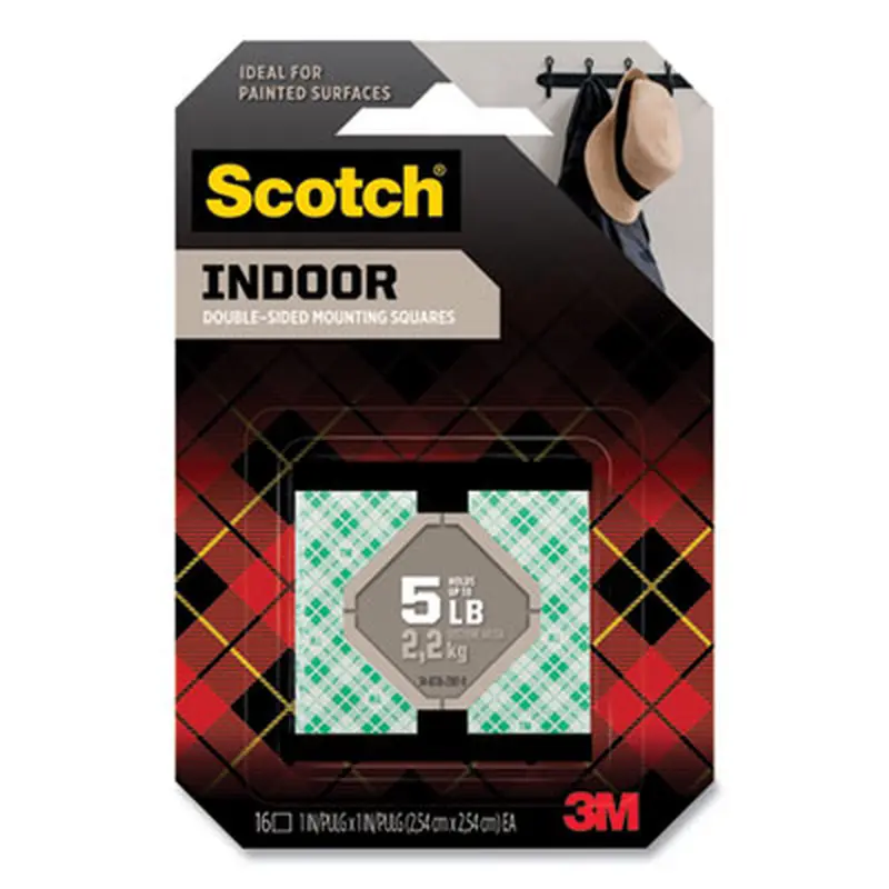 Permanent High-Density Foam Mounting Tape, 1" Squares, Double-Sided, Holds Up to 5 lbs, White, 16/Pack - Mounting Tape | Scotch