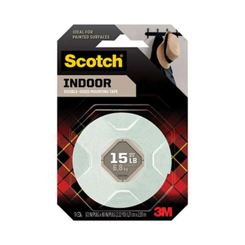 Permanent High-Density Foam Mounting Tape, Double-Sided, Holds Up to 15 lbs, 0.5" x 80", White - Mounting Tape | Scotch