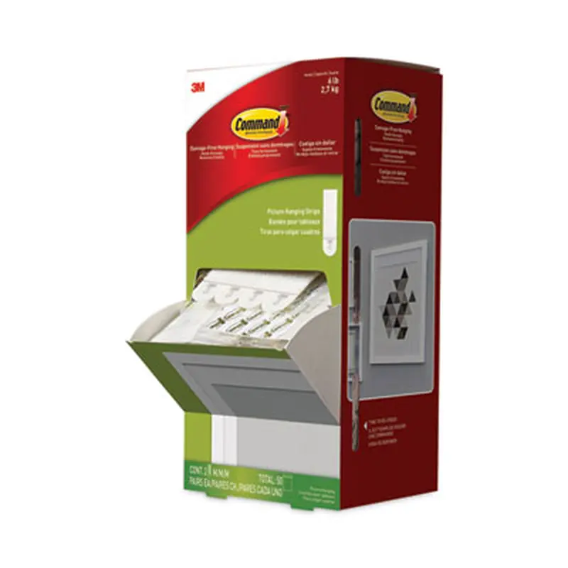 Picture Hanging Strips, Cabinet Pack, Removable, Holds Up to 6 lbs per Pair, 0.75 x 2.75, White, 4/Set, 50 Sets/Carton - Mounting Tape | Command