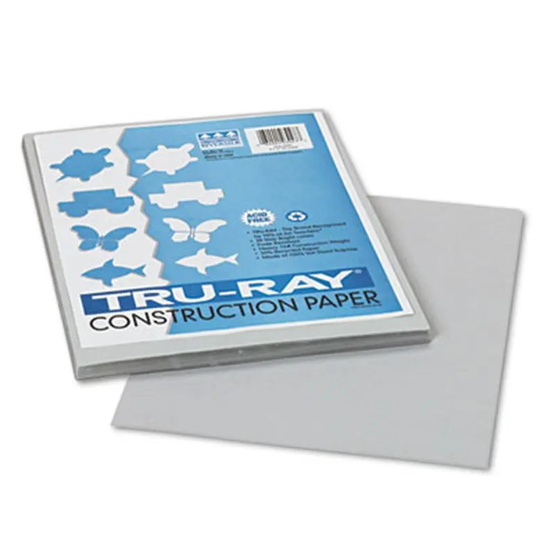 Tru-Ray Construction Paper, 76 lb Text Weight, 9 x 12, Gray, 50/Pack - Art & Design Paper | Pacon