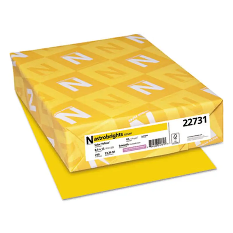 Color Cardstock, 65 lb Cover Weight, 8.5 x 11, Solar Yellow, 250/Pack - Art & Design Paper | Astrobrights