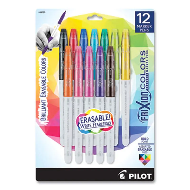 FriXion Colors Erasable Porous Point Pen, Stick, Bold 2.5 mm, Assorted Ink and Barrel Colors, 12/Pack - Pens | Pilot