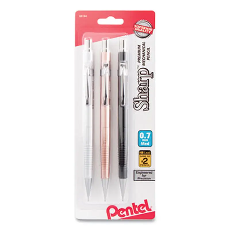 Sharp Mechanical Pencil, 0.7 mm, HB (#2), Black Lead, Assorted Barrel Colors, 3/Pack - Pencils | Pentel