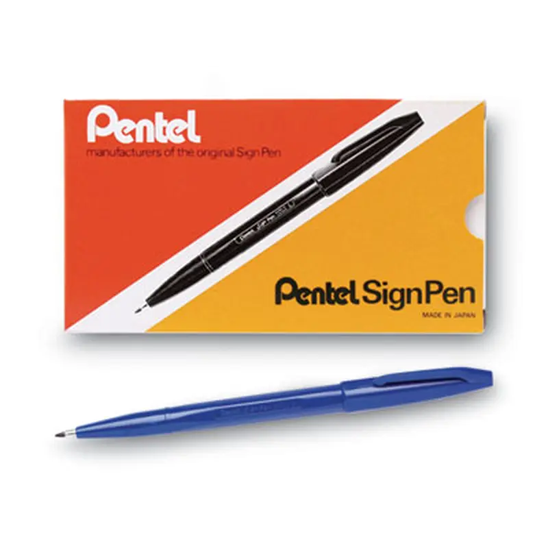 Sign Pen Fine Point Color Marker, Extra-Fine Bullet Tip, Blue, Dozen - Markers | Pentel Arts