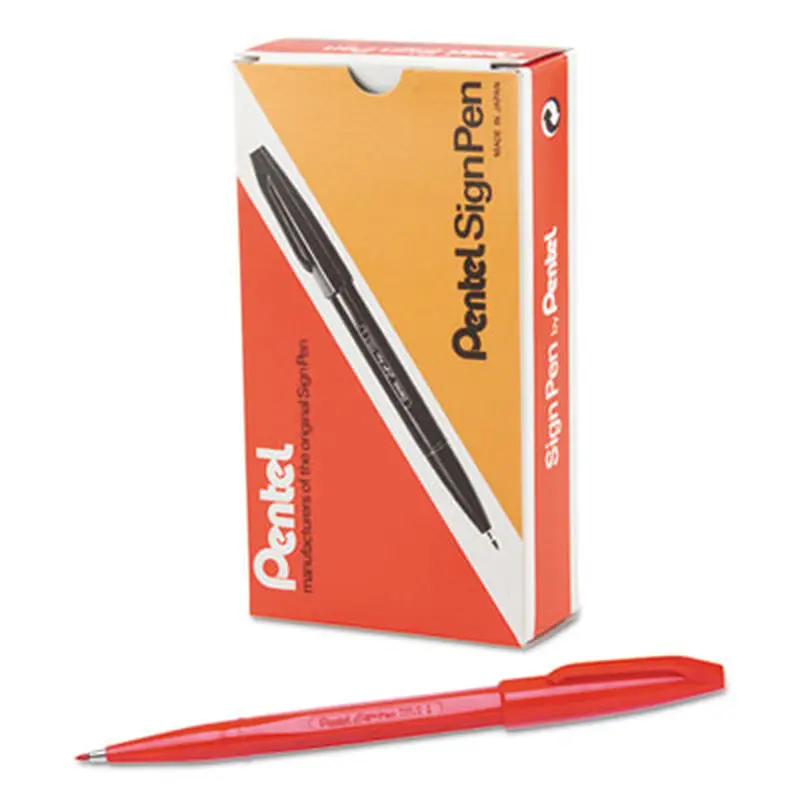 Sign Pen Fine Point Color Marker, Extra-Fine Bullet Tip, Red, Dozen - Markers | Pentel Arts
