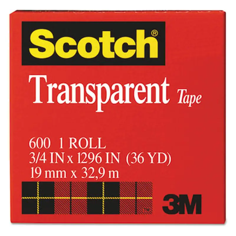 Transparent Tape, 1" Core, 0.75" x 36 yds, Transparent - Tape | Scotch