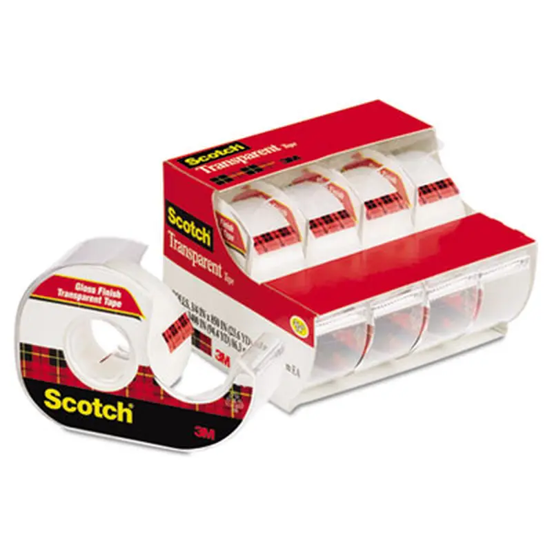 Transparent Tape In Handheld Dispenser, 1" Core, 0.75" x 70.83 ft, Transparent, 4/Pack - Tape | Scotch