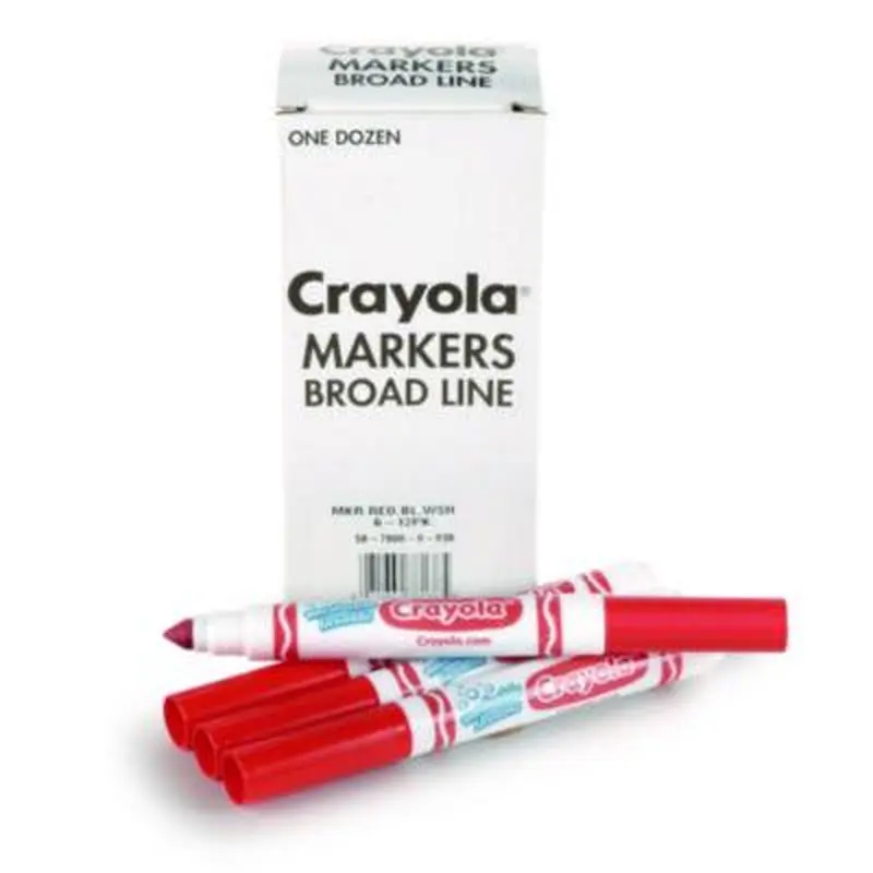 Broad Line Washable Markers, Broad Bullet Tip, Red, 12/Box - Markers | Crayola