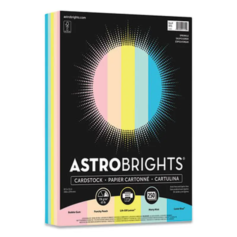 Color Cardstock, 65 lb Cover Weight, 8.5 x 11, Assorted Colors, 250/Pack - Art & Design Paper | Astrobrights