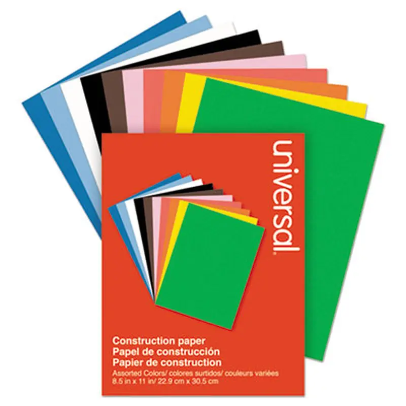 Construction Paper, 76 lb Text Weight, 9 x 12, Assorted, 200/Pack - Art & Design Paper | Universal