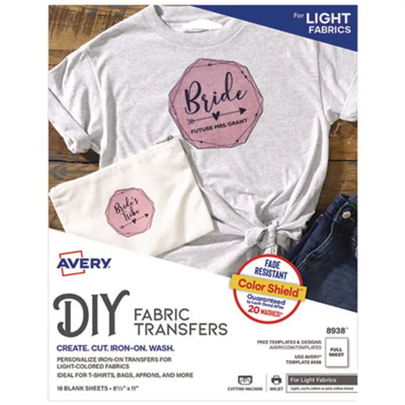 Fabric Transfers, 8.5 x 11, White, 18/Pack - Art & Design Paper | Avery